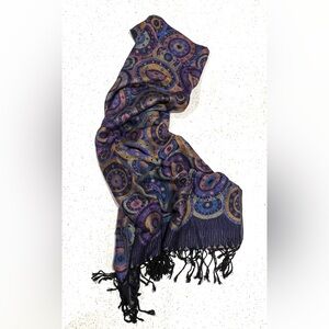 Italian Pashmina Jewel Tone  Museo dei Cerchi Pattern Scarf